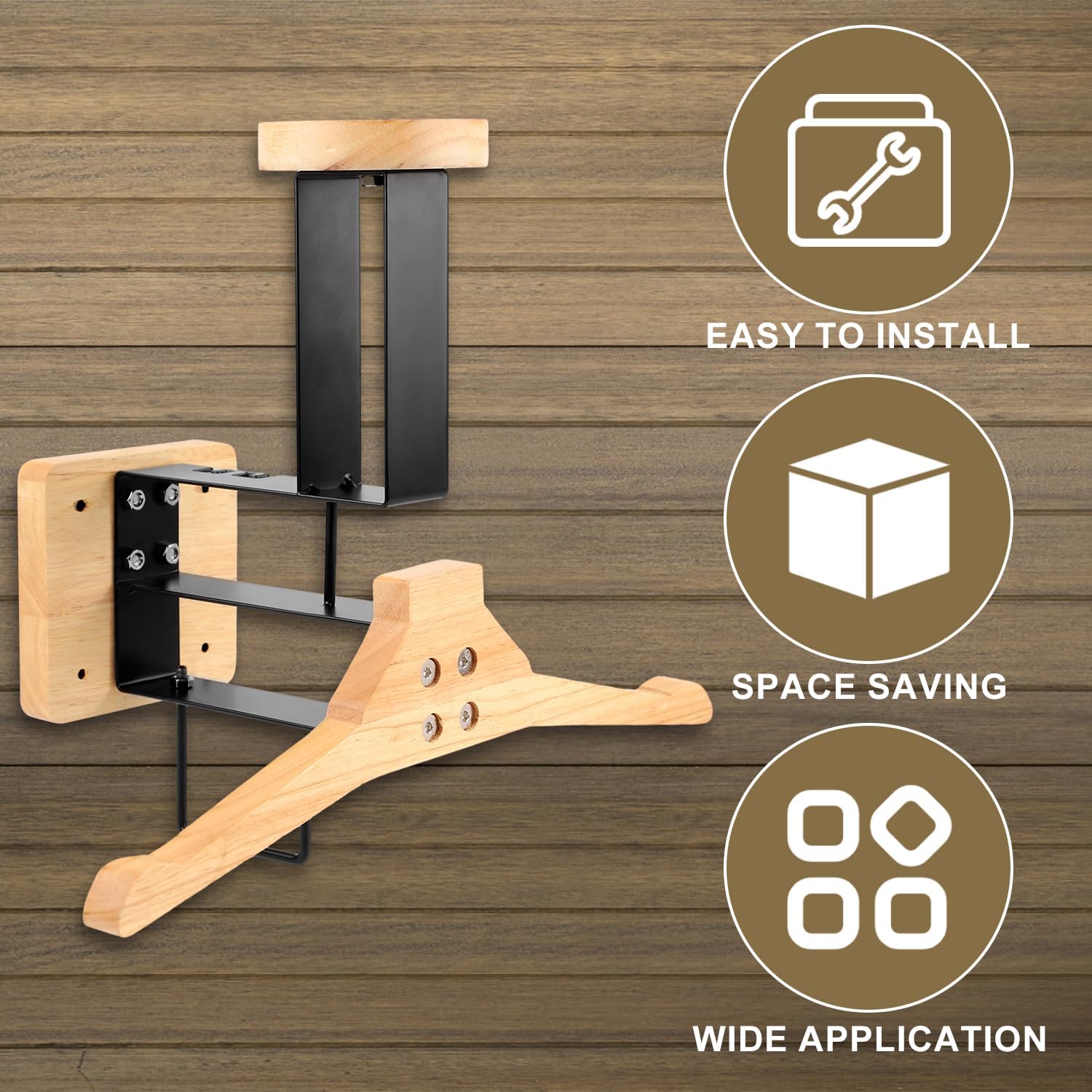 Sports Equipment Rack - ​Motorcycle Helmet Holder Wall Mount Wood